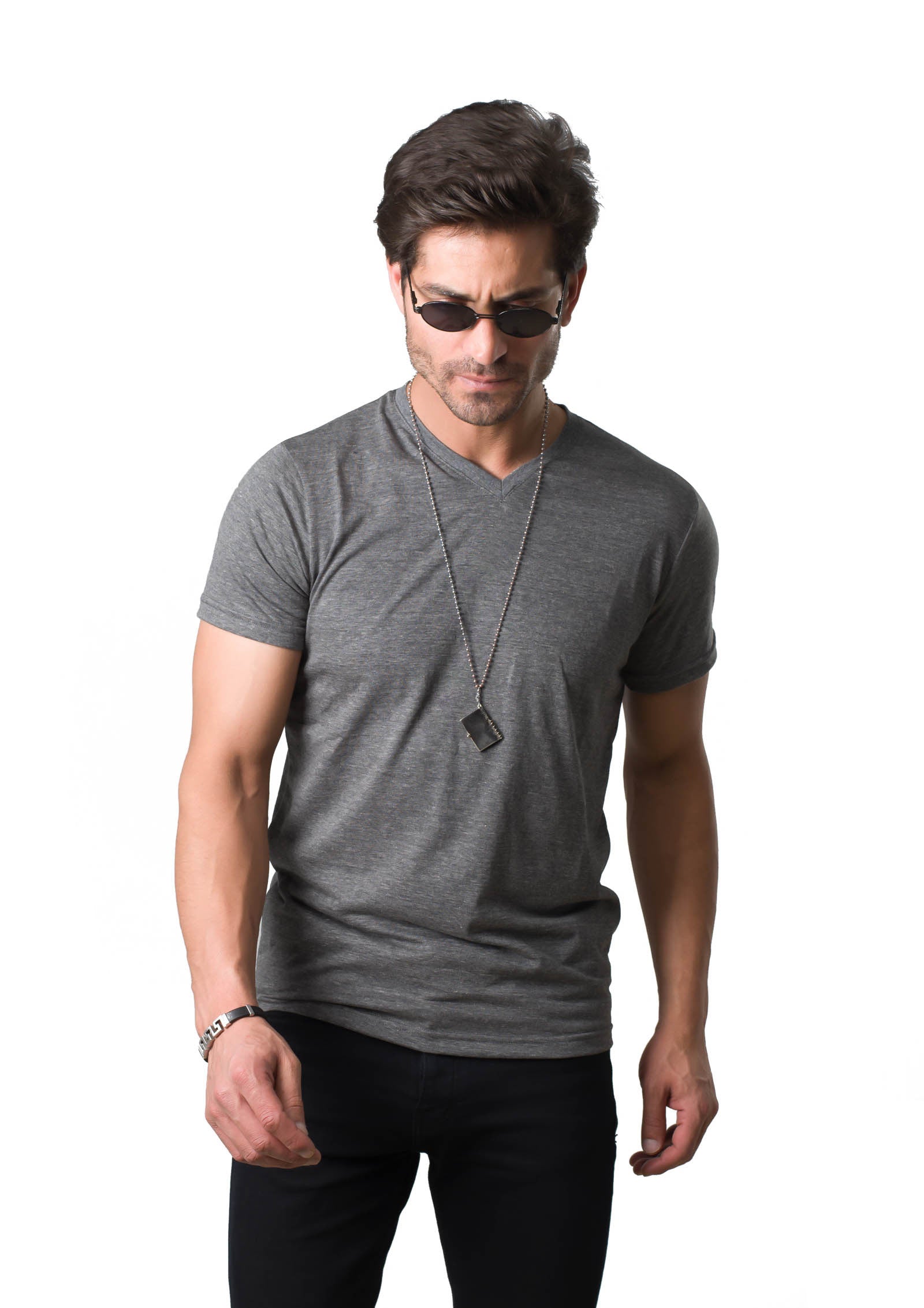 V neck t-shirt Grey